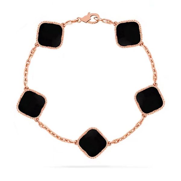 

charm classic lucky clover bracelet brand letter-v cleef tennis chain charm bracelets mens designer jewelry for women party christmas presen, Golden;silver