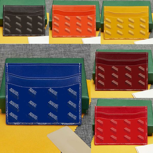 

quality r card holders with box luxurys goya mens women wallet purse key ring credit coin leather mini pocket charm brown canvas, Red;black