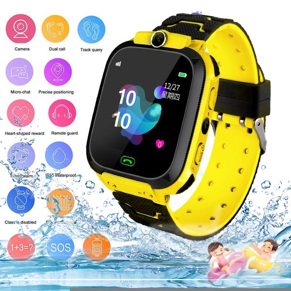 

children's watches kids sim card antilost smartwatch smart watch waterproof sos positioning gps tracker clock phone call for 230220, Blue