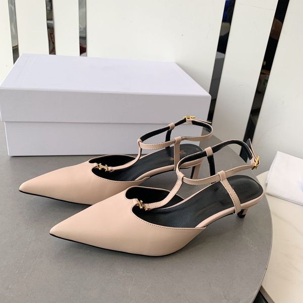 

women beach slippers designer shoe soft cowhide leather thick heels metal woman shoes lazy baotou sandals diamonds pearl high heeled shoes s, Black