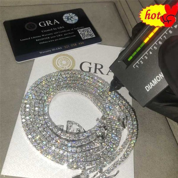 

ale iced out moissanite jewelry 925 sterling silverd vvs1 diamond necklaces moissanite tennis chain bracelets for sales, Silver