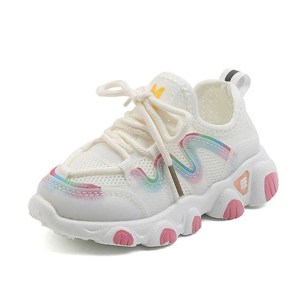 

athletic outdoor toddlers girls sneakers fashion kids sports running sneakers children shoes air mesh breathable white shoes lace-up soft 21, Black