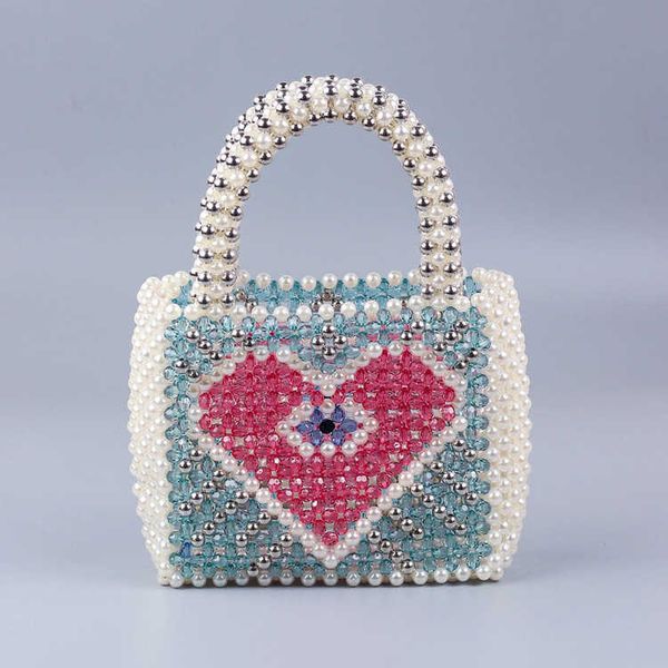 

colorful love handbag hand-woven multicolor luxury high-quality women's pearl beaded handbag 230220