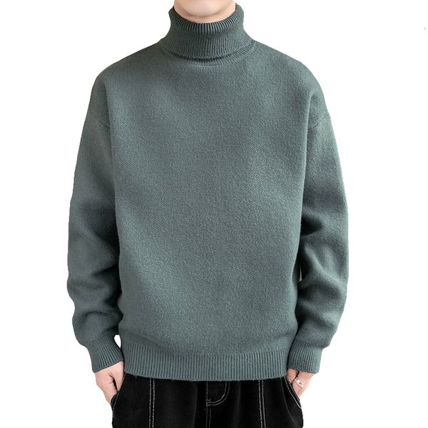 

men s sweaters autumn winter solid color thick knit sweater long sleeve turtleneck pullover male warm high neck knitwear  3xl 230217, White;black