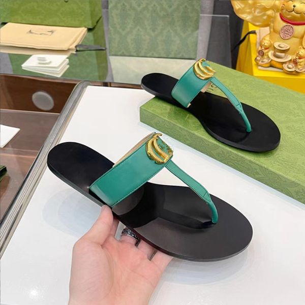 

shoes slippers leather thong sandal double letters sandals women slipper men slides waterfront 35-46