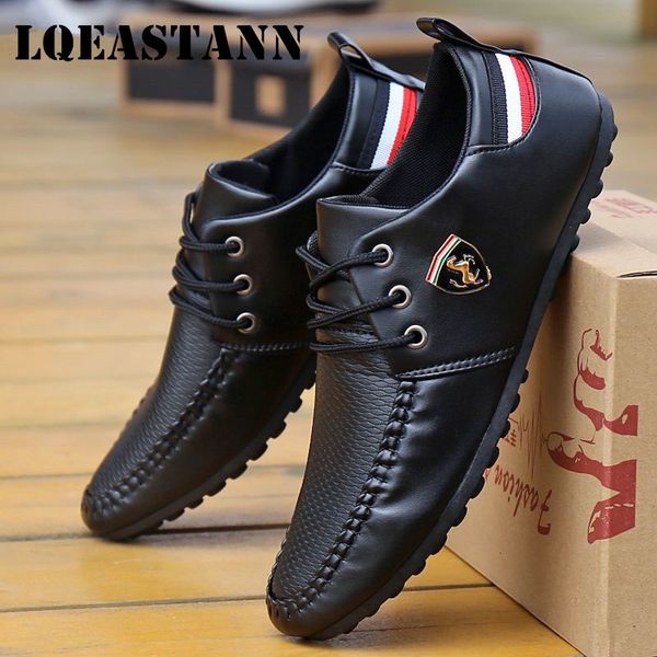 

dress shoes flax breathable solid color slip men driving spring and autumn style mens peas the british sneakers 230220, Black