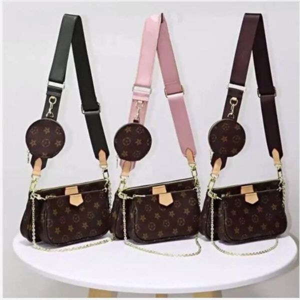 

three piece set shoulder bag classic womens bags crossbody purse messenger bags handbags flowers designers pu leather handbag brown flower