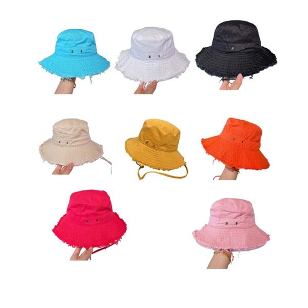 

designer bucket hat luxury le bob casquette artichaut wide brim frayed expedition summer curved drawstring fastening white light pink outdoo, Blue;gray