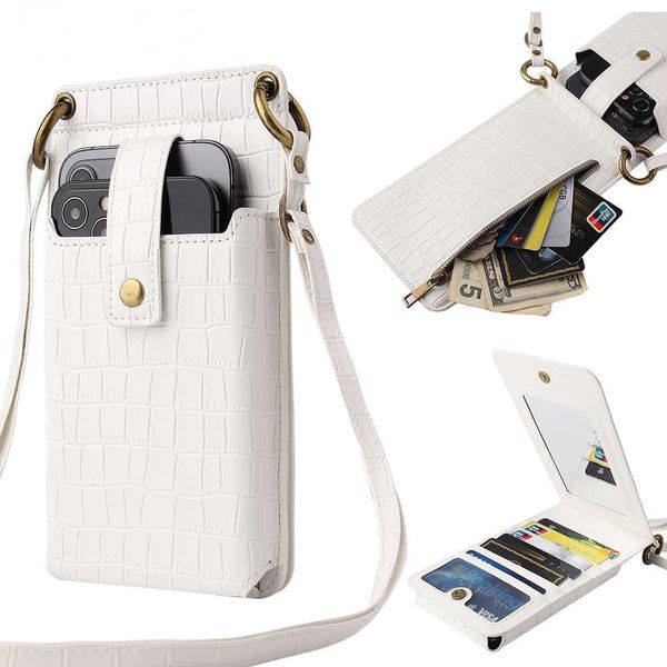 

cross body women mobile phone bags new multi-function messenger vertical retro mini one shoulder crocodile pattern zero wallet y2302
