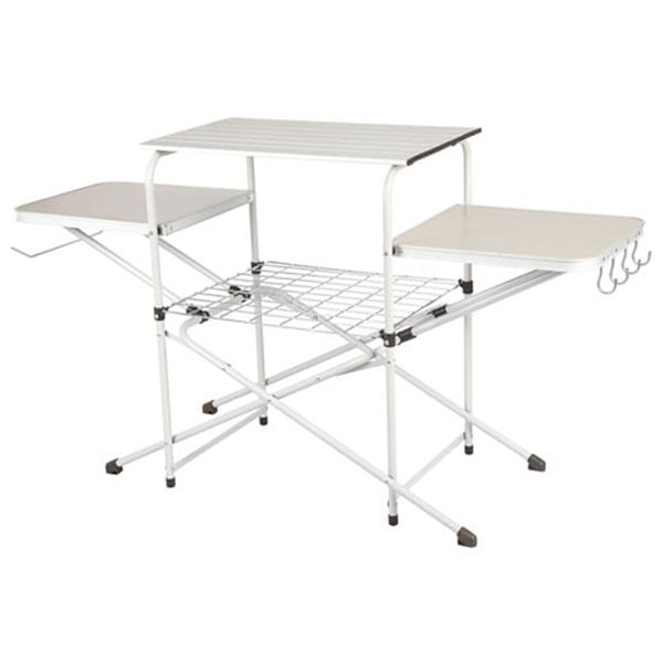 

ozark trail camp kitchen cooking stand with three table