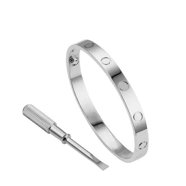 

2021 love screw bracelet mens bracelets 4diamonds designer bangle luxury jewelry women titanium steel alloy gold-plated craft gold211h, Black