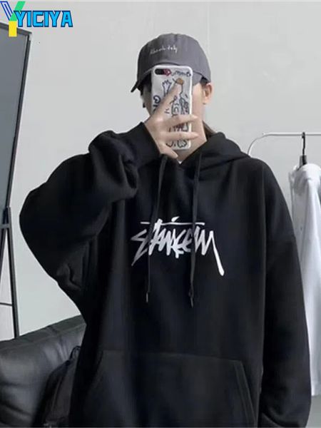 

women s hoodies sweatshirts yiciya hoodie sweatshirt women y2k clothes pullover hooded winter woman long sleeves sweater female hood oversiz, Black