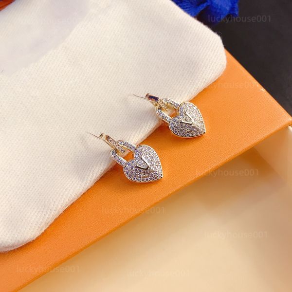 

new charm 18k gold-plated luxury womens earrings designer vintage gold luxury diamond earrings engagement earrings womens gift wholesale jew, Golden