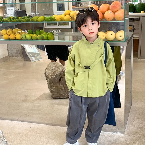 

tshirts spring autumn boys fashion unique design solid color shirts children cotton casual 2 colors shirt 230220, Blue
