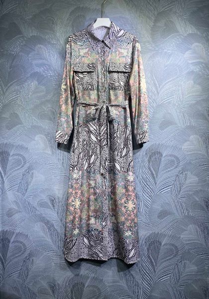 

summer new style print long dress lapel style atmospheric, Black;gray