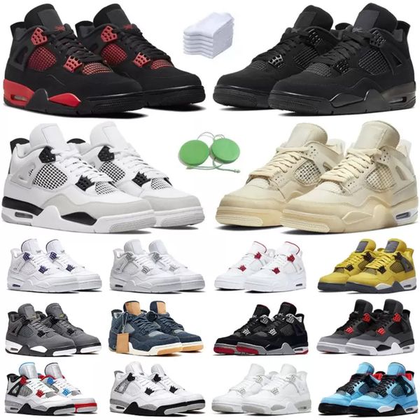 

4 violet ore bred sail university blue basketball shoes men 4s black cat midnight navy seafoam white cement red cement fire red lightning sn