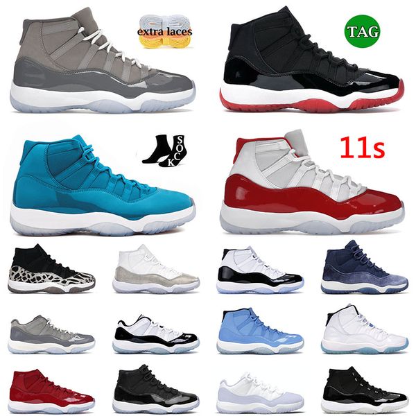 

5a quality jumpman 11s basketball shoes cherry 11 cool grey pantone high bred j11 gamma blue metallic silver mens women space jam