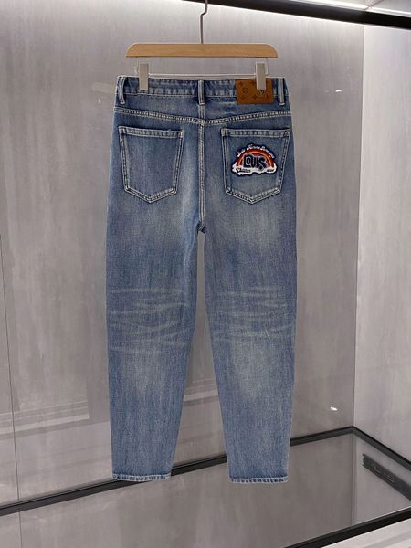 

2023 new arrival luxury mens distressed ripped skinny designer jeans ~ us size 29-38 jeans ~ slim motorcycle moto biker causal denim pants h, Blue