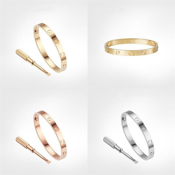 

tititanium bangle bracelets for lover fashion wedding bangles rose gold thanksgiving day bracelet with box set size 15-21cm2375, Black