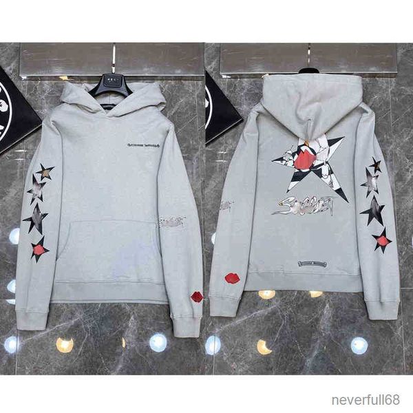 

designers hearts hoodie chromes mens hoody clothing womens heart hoodies hooded ch cross flower printed horseshoe pocket zipper jackts coat, Black