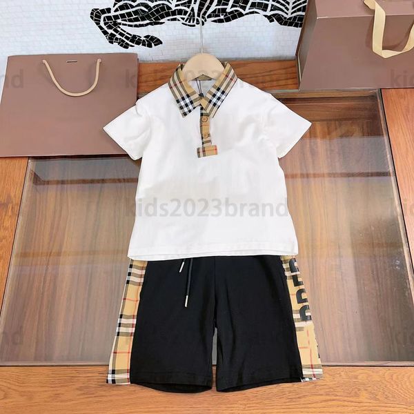 

23ss luxury children clothing sets designer cotton polo t-shirt denim shorts summer boys tracksuits t shirts with shorts high end childrens, White