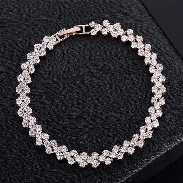 

luxury shining stone roman tennis bracelets womens jewelry austria cz diamond crystal link bracelet 18 5cm259g, Silver