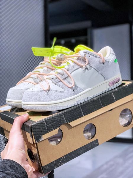 

2023 latest dnks skateboarding shoes original quality ow x duks low lot 12 of 50 sail neutral grey-crimson tint men women outdoor shoe
