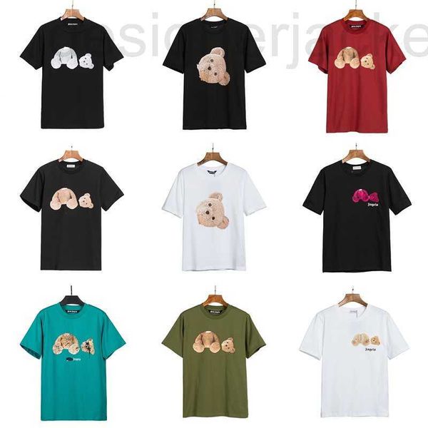 

women's t-shirt designer 2023 new cartoon bear short-sleeved t-shirt cotton cpe men's street casual hip-hop classic crop mh3a, White
