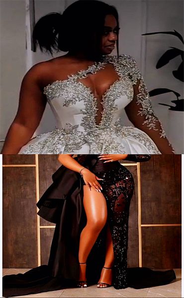 

2023 arabic aso ebi custom made wedding dress lace mermaid without detachable train satin lace wedding gowns, White