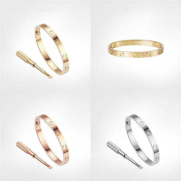 

tititanium bangle bracelets for lover fashion wedding bangles rose gold thanksgiving day bracelet with box set size 15-21cm290e, Black