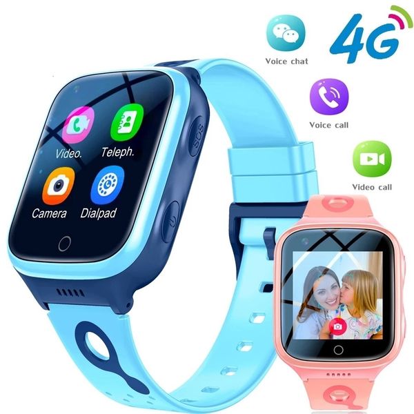 

children's watches 4g kids smart watch camera sos gps wifi video call waterproof monitor tracker location lbs children smartwatch girls, Blue