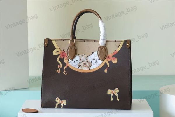 

onthego tote bags women teddy print handbags designer monograms embossed shopping bag large capacity handle bag m45039