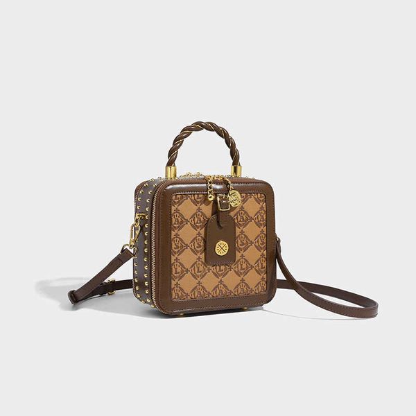 

totes splice embossed portable box bag new type women's autumn and winter versatile high grade feeling small crowd single-shoulder cros