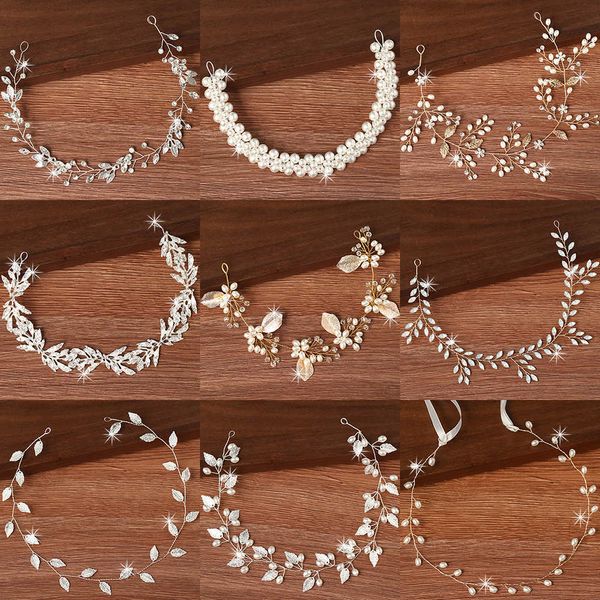 

tiaras women headbands hair jewelry wedding hair accessories for women rhinestone pearl headband bride tiara hairbands accessories z0220, White;golden