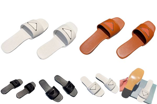 

designer women triangle pattern sandal womens flat slider formal leather strap buckle quilted summer beach shoes wholesale price with box si, Black