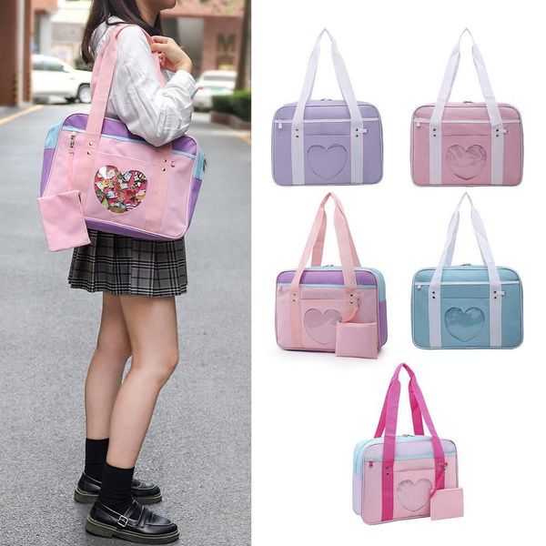 

school bags japanese preppy style jk pink uniform shoulder for women girls oxford large capacity casual luggage handbags tote 230220