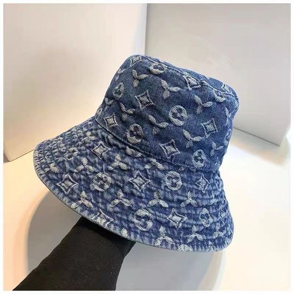 

2023 ball caps classic wide brim hats for women designer denim bucket hat fashion summer men sun hat outdoor casquette baseball caps mens wo, Blue;gray