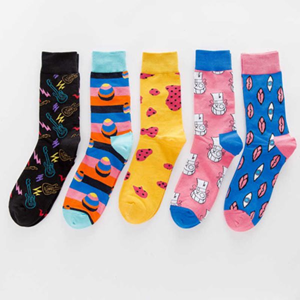 

men's socks fashion colorful casual men's cotton without clip, Black