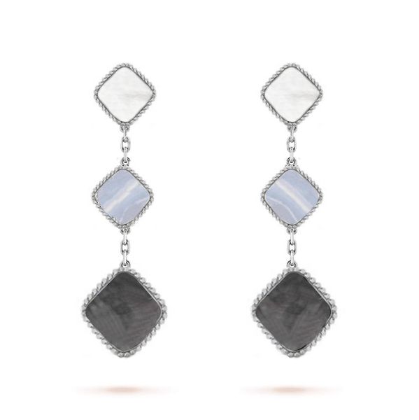 

13 style lucky four leaf clover dangle earrings korean style net red long tassel elegant women, Silver