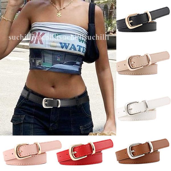 

belts fashion women leather belts simple metal buckle belt coat jean pants waistband for lady luxury designer brand accessories gifts j23022, Black;brown