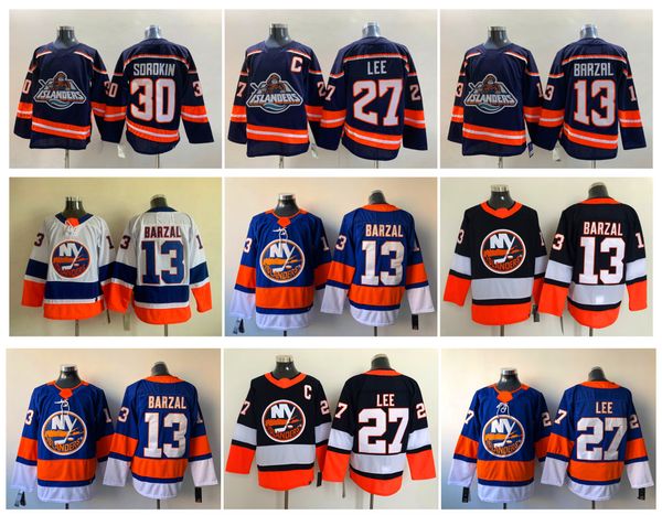 

new mathew barzal york reverse retro 2.0 islanders hockey jersey ilya sorokin anders lee blue white size s-xxxl, Black;red