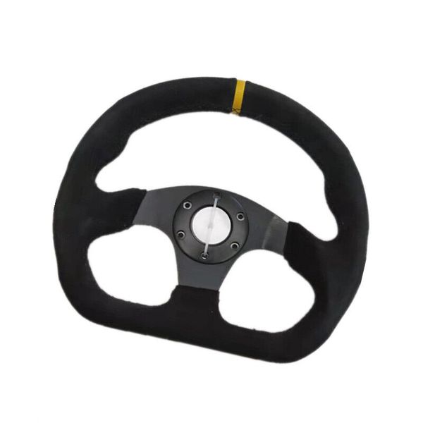 

320mm flat suede leather universal sport racing drift steering wheel with horn