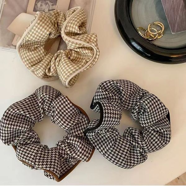 

japanese korean style striped plaid elastic hair rubber bands european classic large rubber band ponytail hair rope hair accessories hairjew, Pink