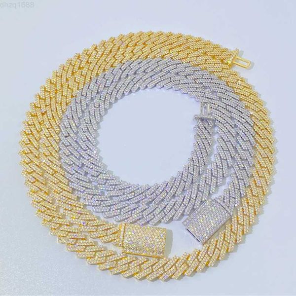 

trendy 10mm 18-24inch 925 sterling silver bling moissanite diamond miami cuban chain necklace bracelet for women/men
