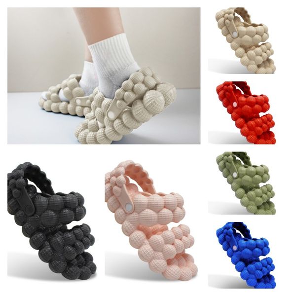 

2023 super soft bubble slippers spa massage slides slip on flat mule eva golf ball slingback sandal platform sneakers women men sport flip f, Black