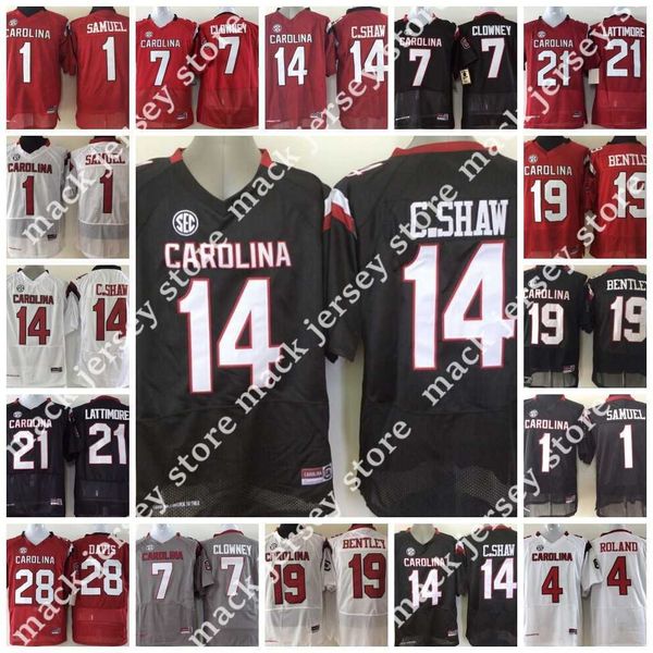 

14 c.shaw connor shaw jersey 19 jake bentley 7 jadeveon clowney 21 marcus lattimore 1 deebo samuel stitched college football jerseys south, Black