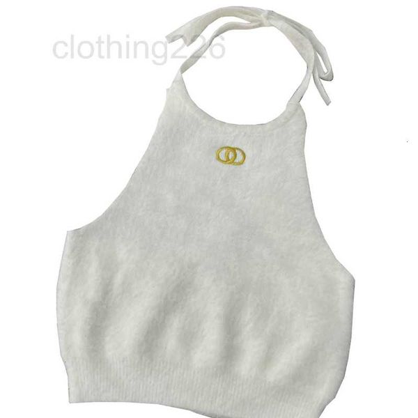

designer women halter tee party fashion crop luxury embroidered t shirt spring summer backless wvly, White