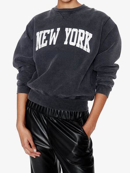 

womens hoodies sweatshirts autumn and winter women hoodie letter print round neck pullover sweatshirt 230220, Black