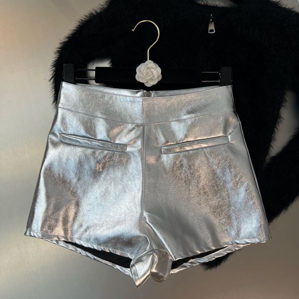 

women's shorts prepomp autumn arrivals silver slim pu women gg768 230220, White;black