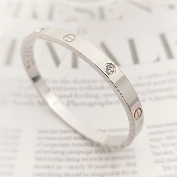 

designer bangle stainless steel bracelet lady diamond couple love mens fashion jewelry valentine day gift for girlfriend accessories wholesa, Silver